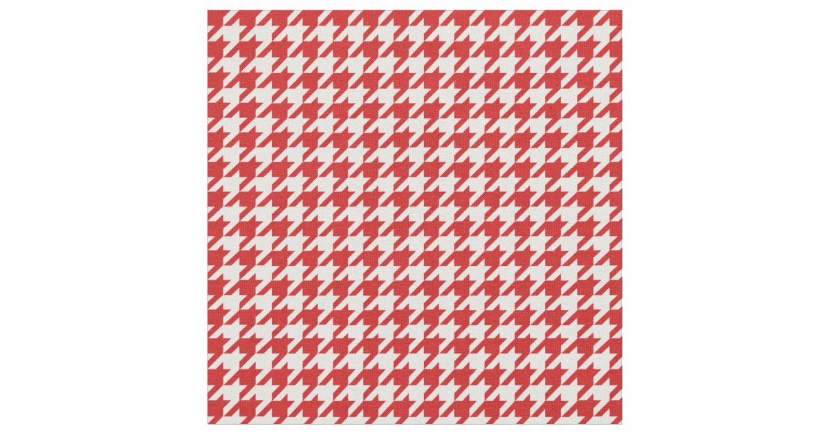 Red White Houndstooth Pattern Fabric | Zazzle