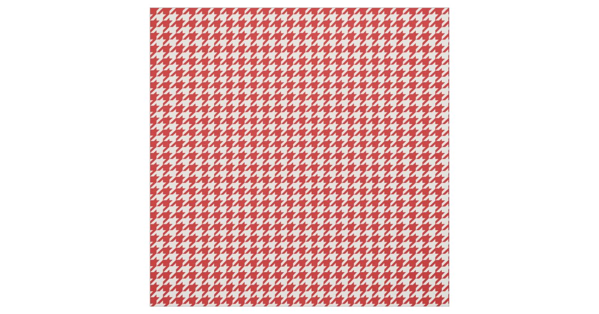 Red White Houndstooth Pattern Fabric | Zazzle