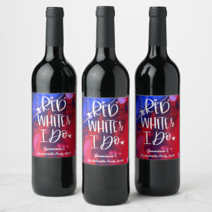 Red White I Do 4th July Bachelorette Party Wine Label