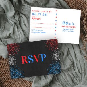 Red White & I Do 4th of July Wedding RSV RSVP Card