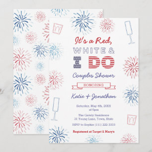 Red White & I Do Couples Wedding Shower Party Invitation