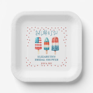 Red, White & I Do Patriotic Popsicle Bridal Shower Paper Plates