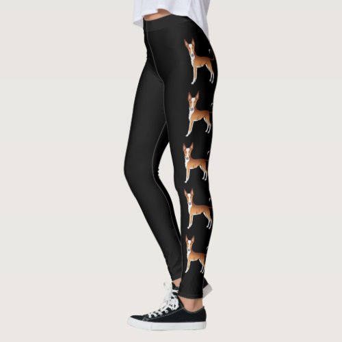 Red  White Ibizan Hound Smooth Coat Cartoon Dogs Leggings