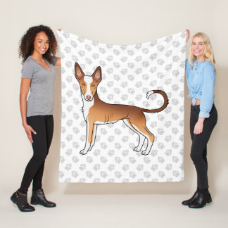 Red &amp; White Ibizan Hound Smooth Coat Dog And Paws Fleece Blanket