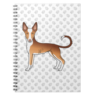 Red &amp; White Ibizan Hound Smooth Coat Dog And Paws Notebook