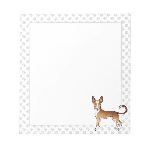 Red  White Ibizan Hound Smooth Coat Dog And Paws Notepad