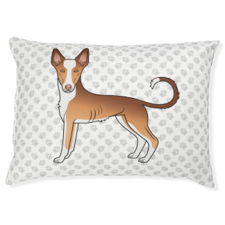 Red &amp; White Ibizan Hound Smooth Coat Dog And Paws Pet Bed