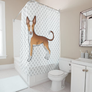 Red &amp; White Ibizan Hound Smooth Coat Dog And Paws Shower Curtain