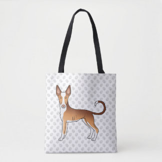 Red &amp; White Ibizan Hound Smooth Coat Dog And Paws  Tote Bag
