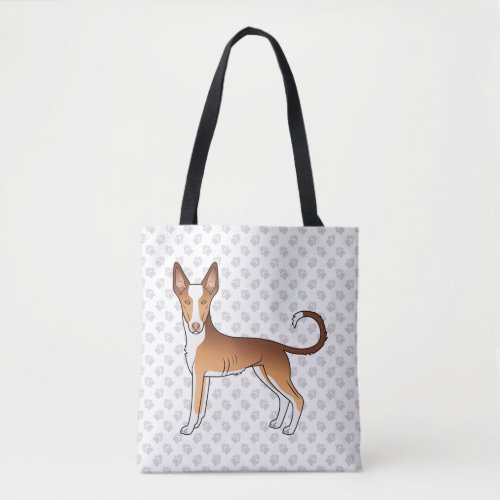 Red  White Ibizan Hound Smooth Coat Dog And Paws  Tote Bag