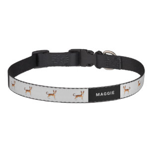 Red & White Ibizan Hound Smooth Coat Dog & Name Pet Collar