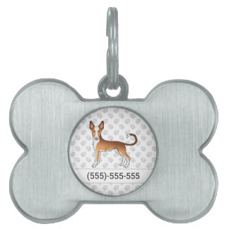 Red &amp; White Ibizan Hound Smooth Coat Dog &amp; Number Pet ID Tag