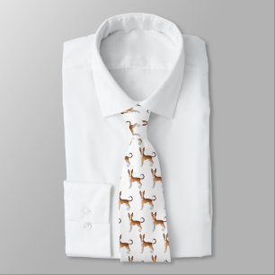Red & White Ibizan Hound Smooth Coat Dog Pattern Neck Tie