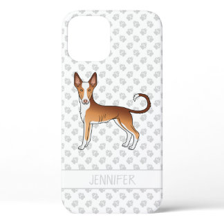Red &amp; White Ibizan Hound Smooth Coat Dog With Name iPhone 12 Case