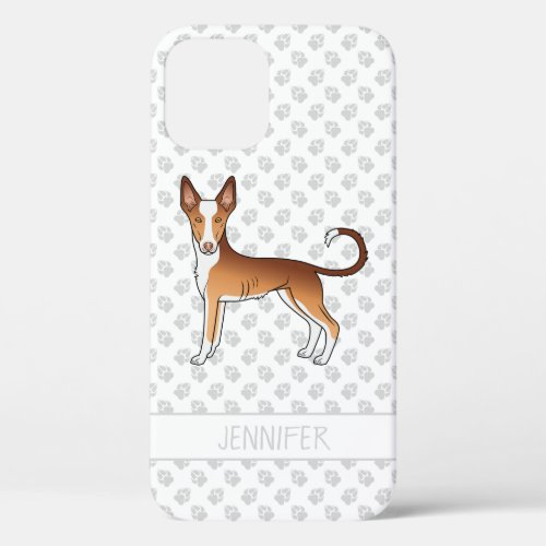 Red  White Ibizan Hound Smooth Coat Dog With Name iPhone 12 Case