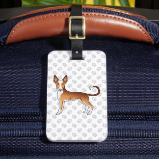 Red &amp; White Ibizan Hound Smooth Coat Dog With Text Luggage Tag