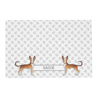 Red &amp; White Ibizan Hound Smooth Coat Dog With Text Placemat