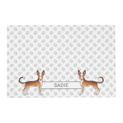 Red  White Ibizan Hound Smooth Coat Dog With Text Placemat