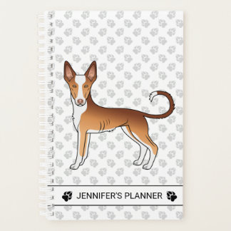 Red &amp; White Ibizan Hound Smooth Coat Dog With Text Planner