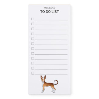 Red &amp; White Ibizan Hound Smooth Coat To Do List Magnetic Notepad