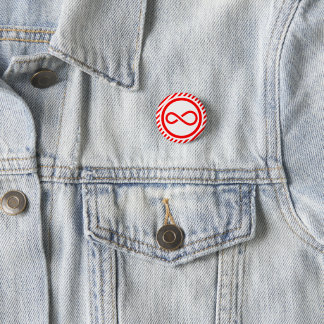 Red White Infinity Knot Autism Warning Button