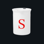 Red & White Initial Letter Monogrammed Plain Beverage Pitcher<br><div class="desc">It is very simple,  aesthetic and attractive.</div>