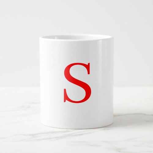Red  White Initial Letter Monogrammed Plain Giant Coffee Mug