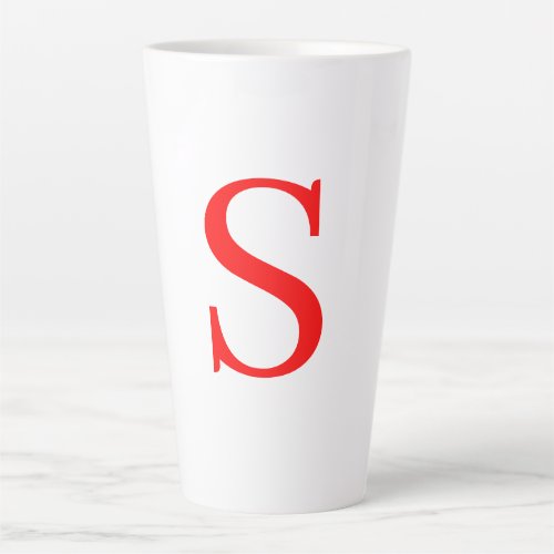 Red  White Initial Letter Monogrammed Plain Latte Mug