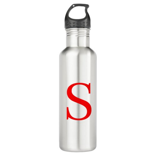 Red  White Initial Letter Monogrammed Plain Stainless Steel Water Bottle