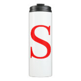 Red & White Initial Letter Monogrammed Plain Stainless Steel Water Bottle