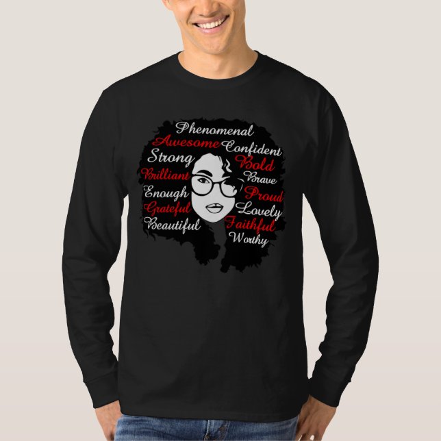 Red White Inspirational Word Quote Beautiful Soror T-Shirt (Front)
