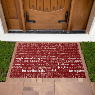 Red White Inspirational Words Christmas Doormat