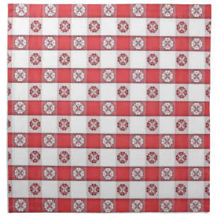 Red White Italian Tablecloth Print Napkin