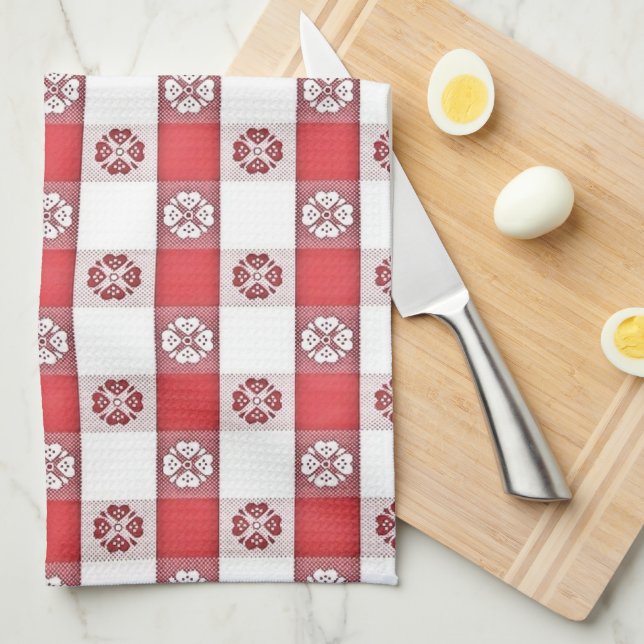 Red White Italian Tablecloth Print Towel (Quarter Fold)