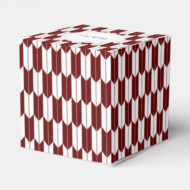 Red & White Japanese Yagasuri Thank You Favor Box (Back Side)