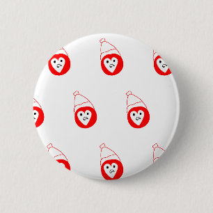 red white joker cartoon with cap face design coffe button