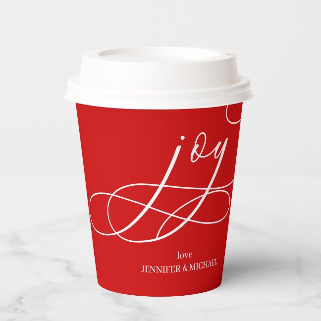 Red White Joy Christmas Paper Cups