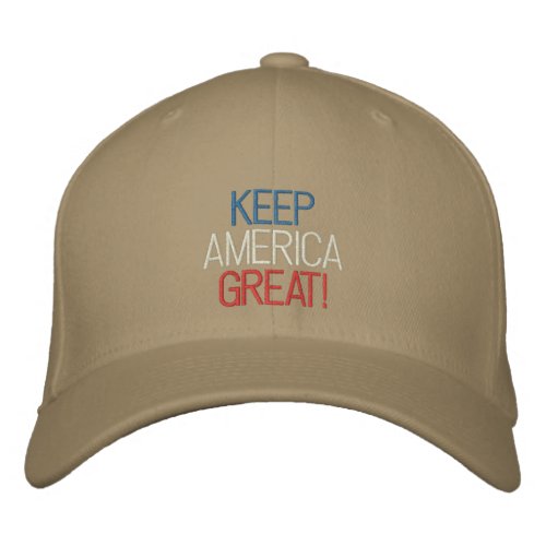 Red  White Keep America Great Embroidered Baseball Cap