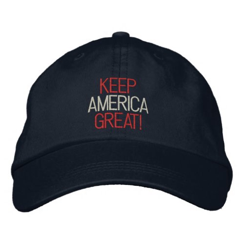 Red  White Keep America Great Embroidered Baseball Cap