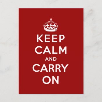 Red White Keep Calm And Carry On Postcard by MovieFun at Zazzle