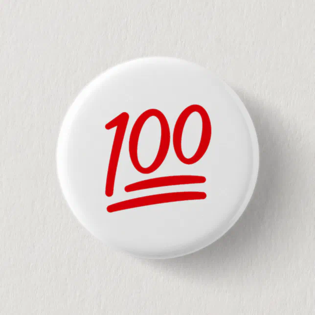 Red White Keep It 100 Emoji Symbol Icon Pin Zazzle