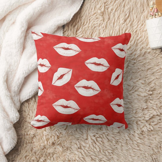 Red White Kisses XOXO Throw Pillow (Blanket)