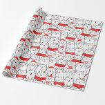 Red White Kitty Cats Floral Christmas Holiday Gift Wrapping Paper<br><div class="desc">Red White Kitty Cats Floral Christmas Holiday Gift Wrapping Paper.</div>