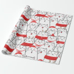 Red White Kitty Cats Floral Christmas Holiday Gift Wrapping Paper<br><div class="desc">Red White Kitty Cats Floral Christmas Holiday Gift Wrapping Paper.</div>