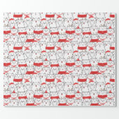 Red White Kitty Cats Funny Christmas Holiday Gift Wrapping Paper (Flat)