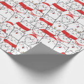 Red White Kitty Cats Funny Christmas Holiday Gift Wrapping Paper (Corner)