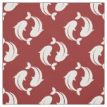 Red white Koi Fish oriental pattern fabric