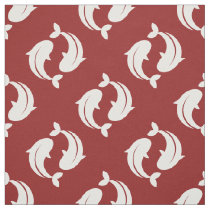 Red white Koi Fish oriental pattern fabric