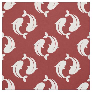 Red white Koi Fish oriental pattern fabric