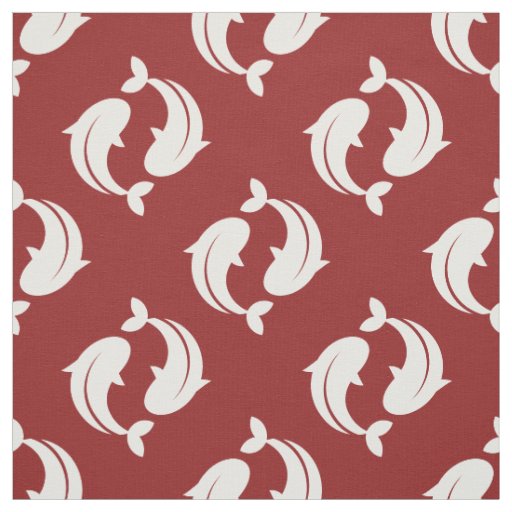 Red white Koi Fish oriental pattern fabric